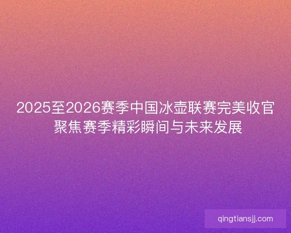 2025至2026赛季中国冰壶联赛完美收官 聚焦赛季精彩瞬间与未来发展