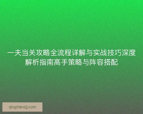 一夫当关攻略全流程详解与实战技巧深度解析指南高手策略与阵容搭配