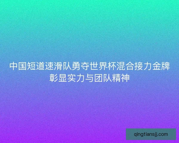 中国短道速滑队勇夺世界杯混合接力金牌彰显实力与团队精神