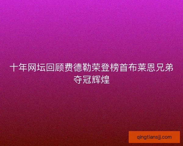 十年网坛回顾费德勒荣登榜首布莱恩兄弟夺冠辉煌