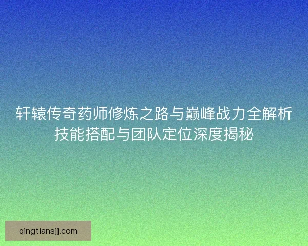 轩辕传奇药师修炼之路与巅峰战力全解析技能搭配与团队定位深度揭秘